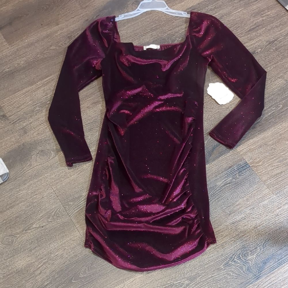 Nwt Altar'd State Rich Burgundy Crushed Velvet Dress Size Small